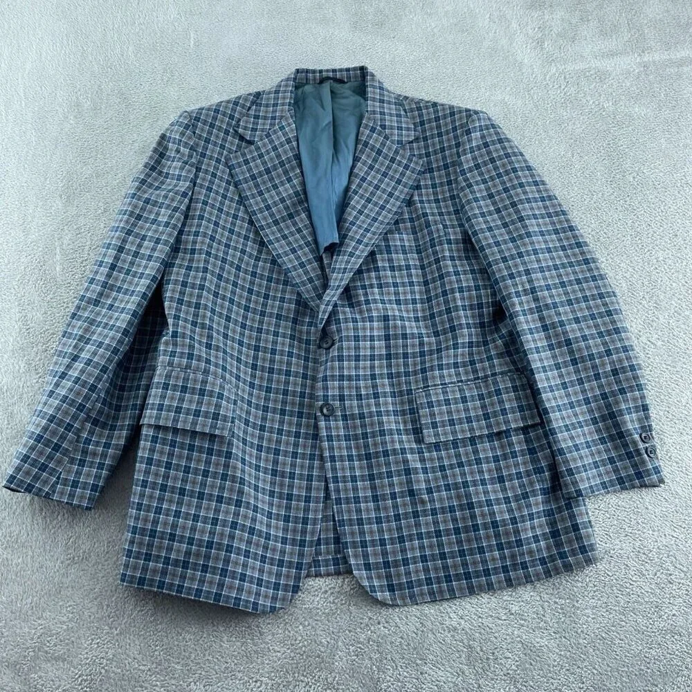 Vintage Sears The Mens Store Blue & Brown 44R blazer  0242